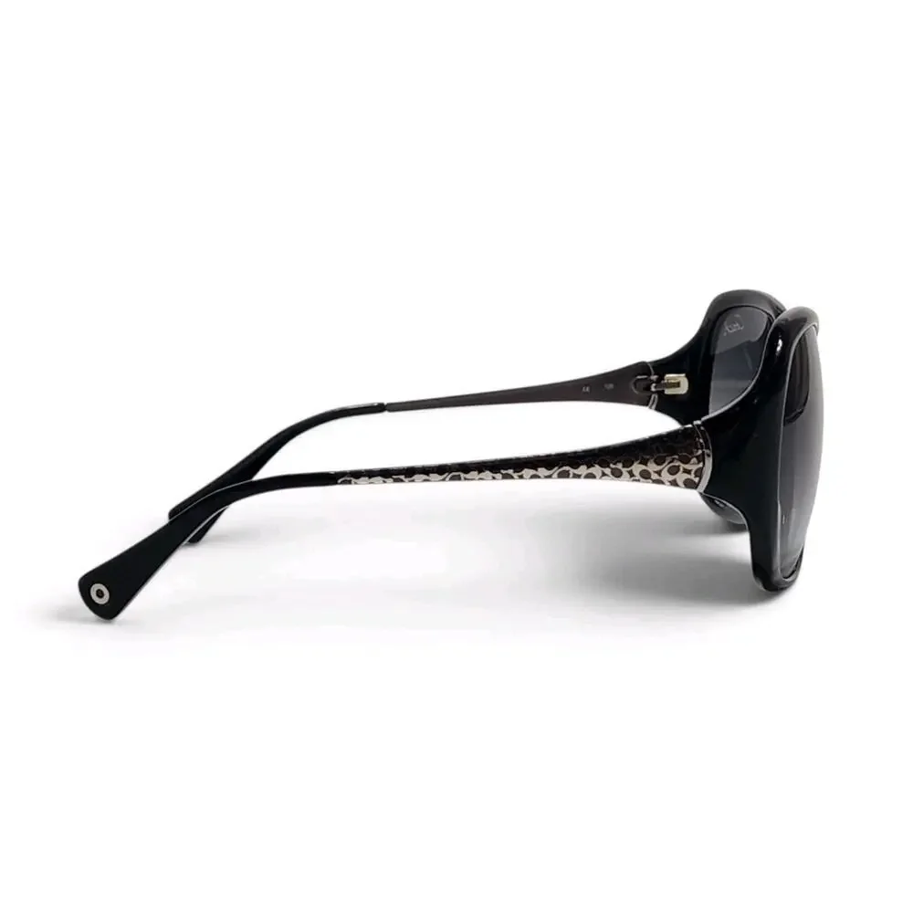 Coach S2004 Women's Designer Sunglasses Black With Silver Monogram Gradient 59mm